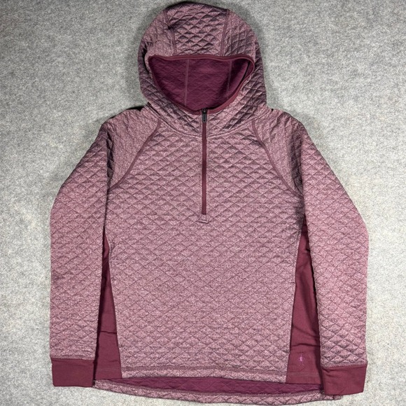 Smartwool Tops - Smartwool Womens Merino Wool Quilted Half Zip Hoodie Burgundy Small